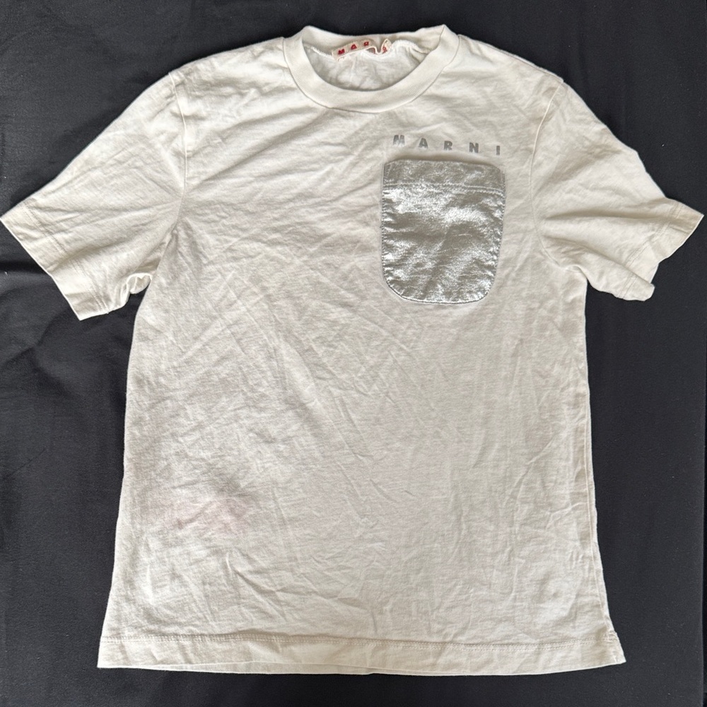Marni Cream Tee with Metallic Pocket